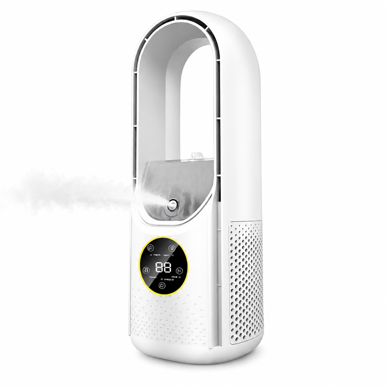 Ventilateur Climatiseur Portable Sans Pales ABS Blanc 30 cm – Humidification, 6 Vitesses, Minuterie