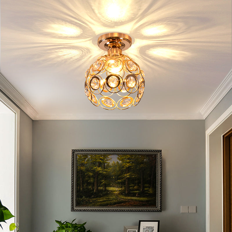 LumaAurora – Plafonnier Cristal Luxe Finition Dorée Salon/Hall