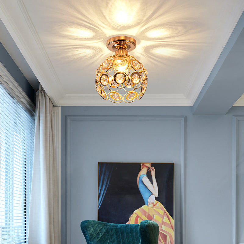 LumaAurora – Plafonnier Cristal Luxe Finition Dorée Salon/Hall