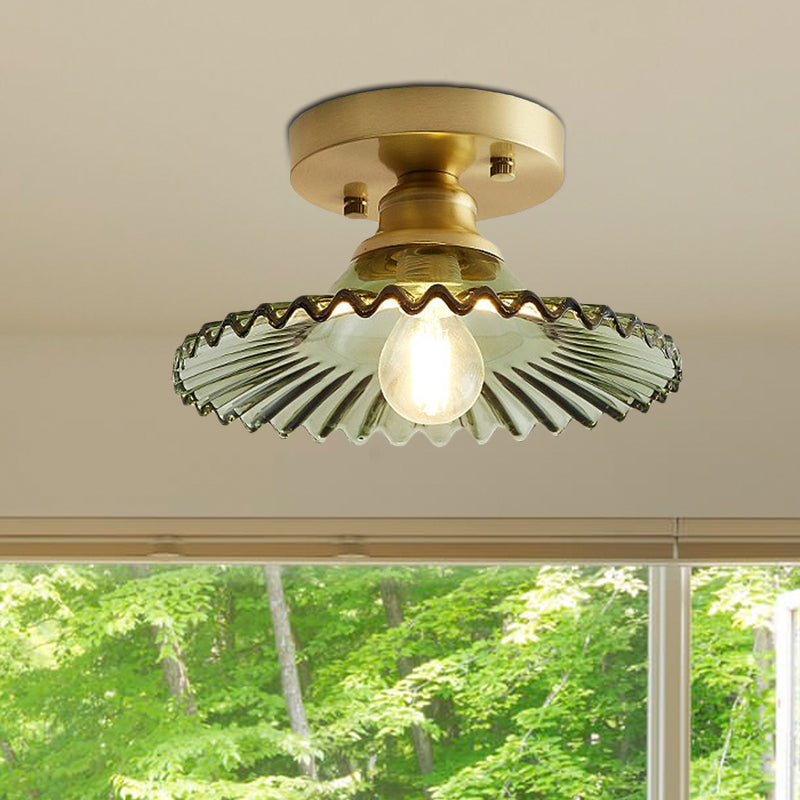 LumoVerde – Plafonnier Semi-Encastré Verre Cannelé Vert Salon