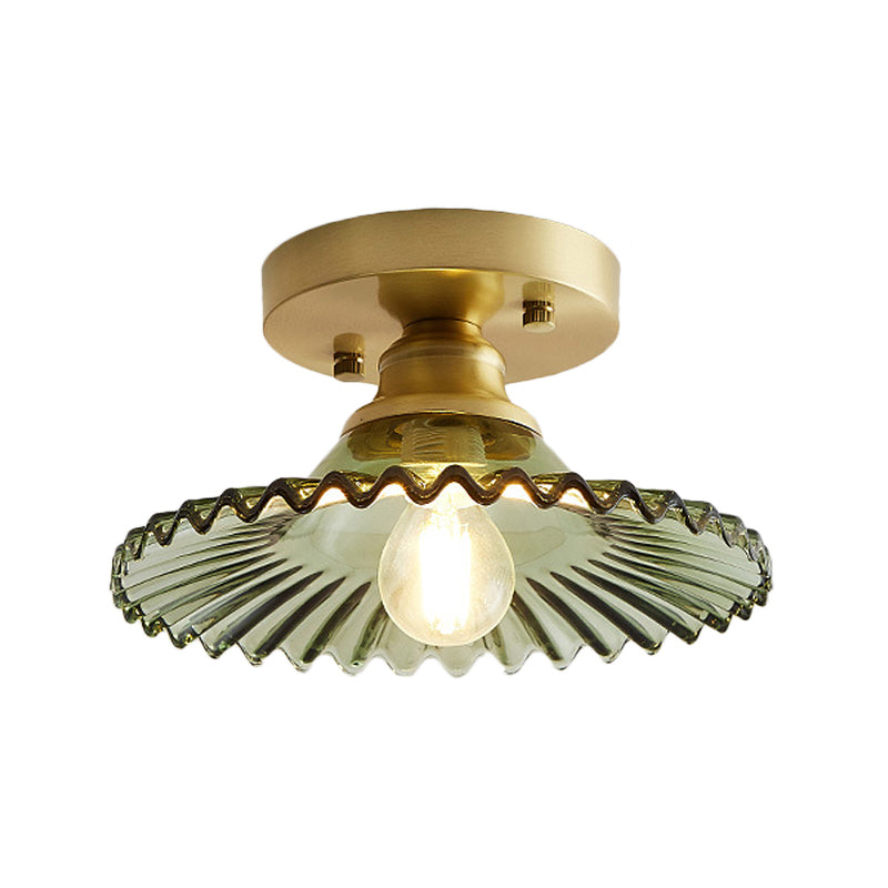 LumoVerde – Plafonnier Semi-Encastré Verre Cannelé Vert Salon