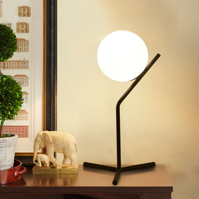 Oréalis – Lampe de Table LED Moderne avec Abat-Jour Sphérique Blanc pour Salon