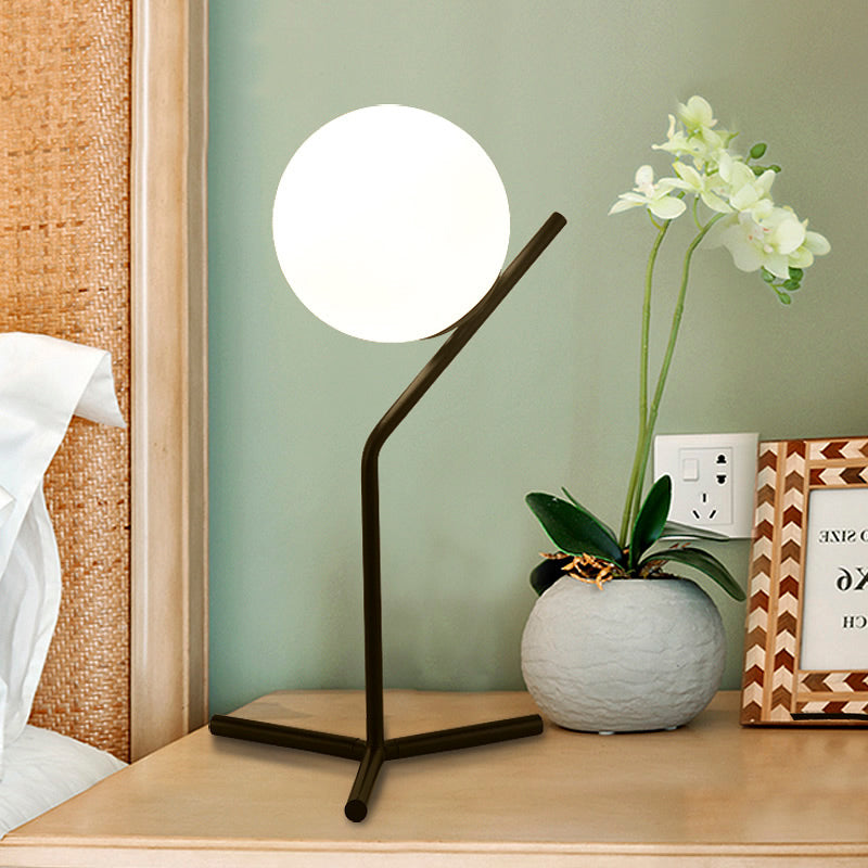Oréalis – Lampe de Table LED Moderne avec Abat-Jour Sphérique Blanc pour Salon