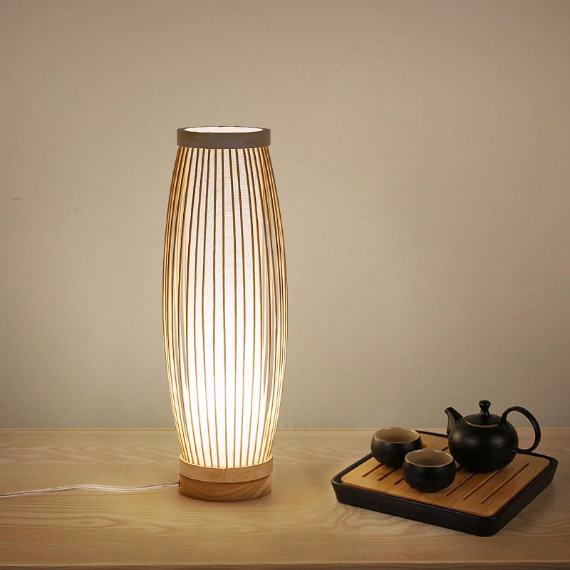 BambooSerenity – Lampe de Table d’Inspiration Orientale en Bambou avec Lumière Chaude