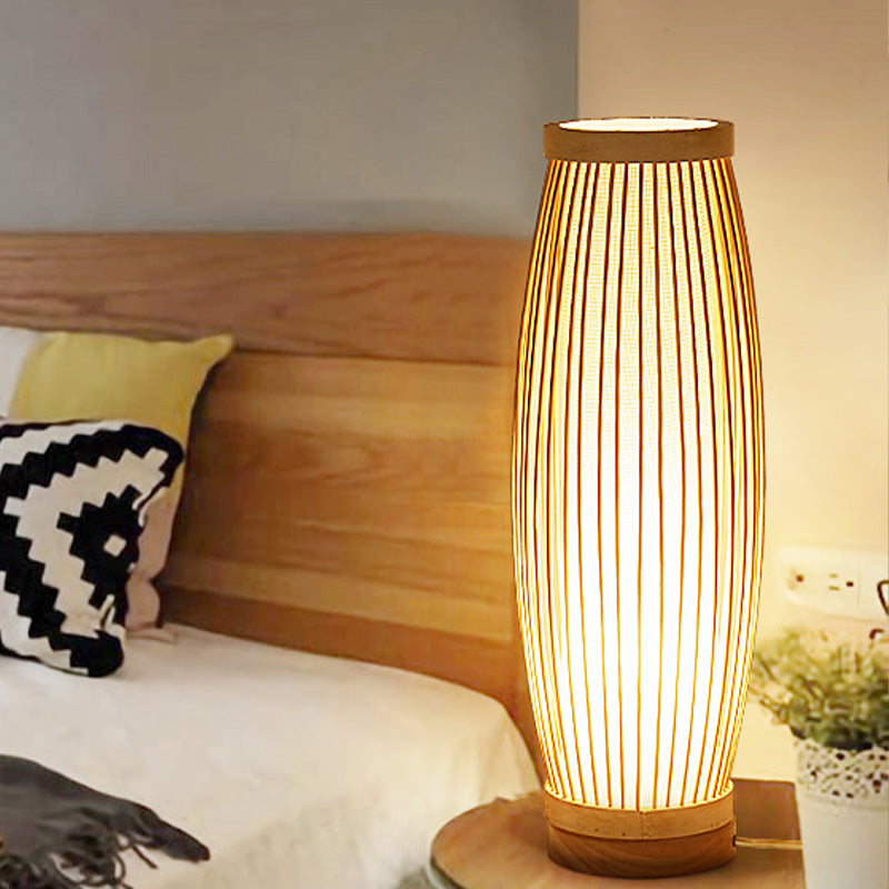 BambooSerenity – Lampe de Table d’Inspiration Orientale en Bambou avec Lumière Chaude