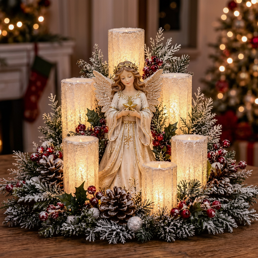 Décoration de Noël Lumineuse avec Bougie Sans Flamme
