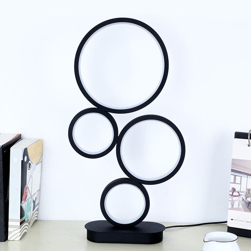 Luméora – Lampe de Table LED Dorée à Structure Superposée pour Salon