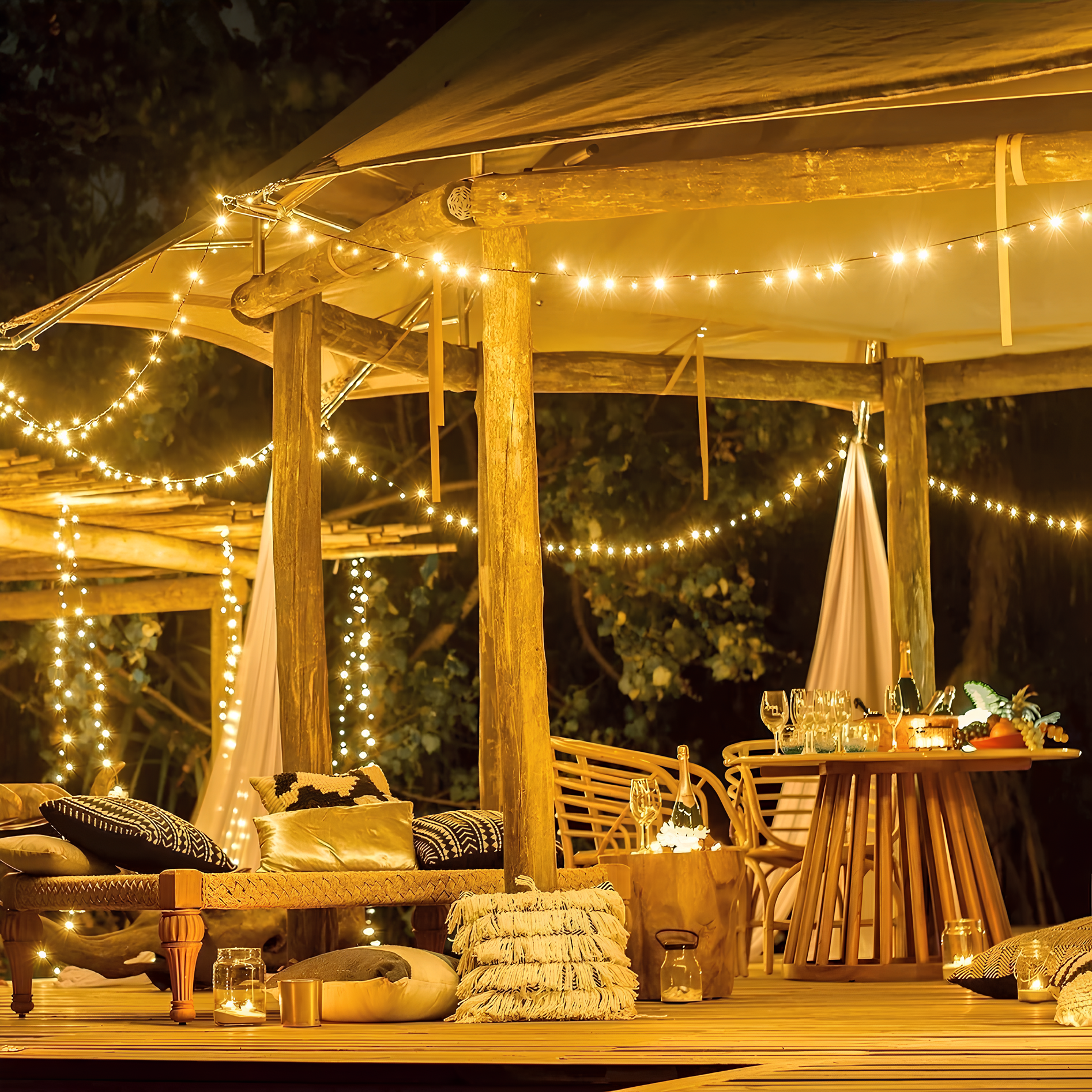 Guirlande lumineuse solaire LED blanc chaud extérieur jardin IP65 étanche design moderne