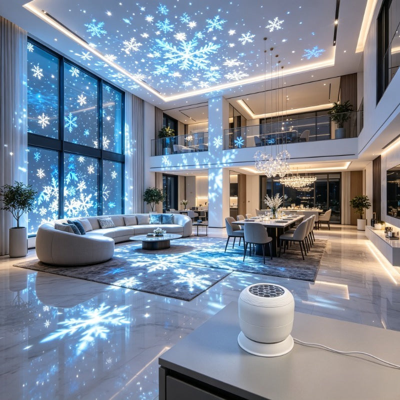 Projecteur LED Flocon de Neige Moderne – Rotation à 360°, USB, Lumière Douce