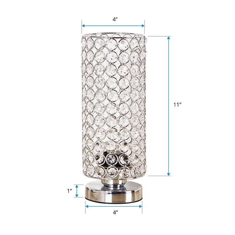 LuminaCrystal – Lampe de table en chrome avec éclairage nocturne en cristal