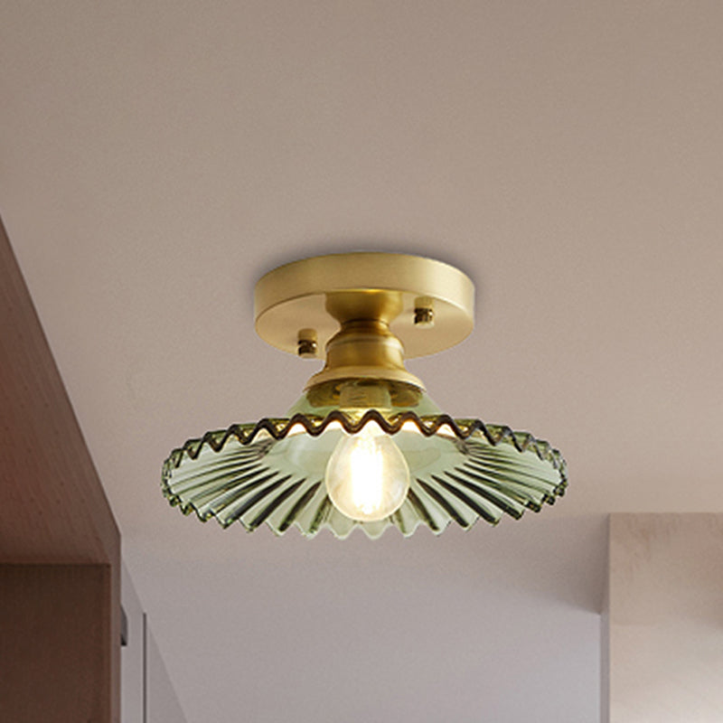LumoVerde – Plafonnier Semi-Encastré Verre Cannelé Vert Salon
