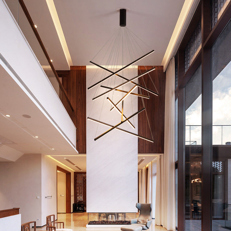 LumoNoir – Suspension LED Minimaliste Métal Moderne Lobby