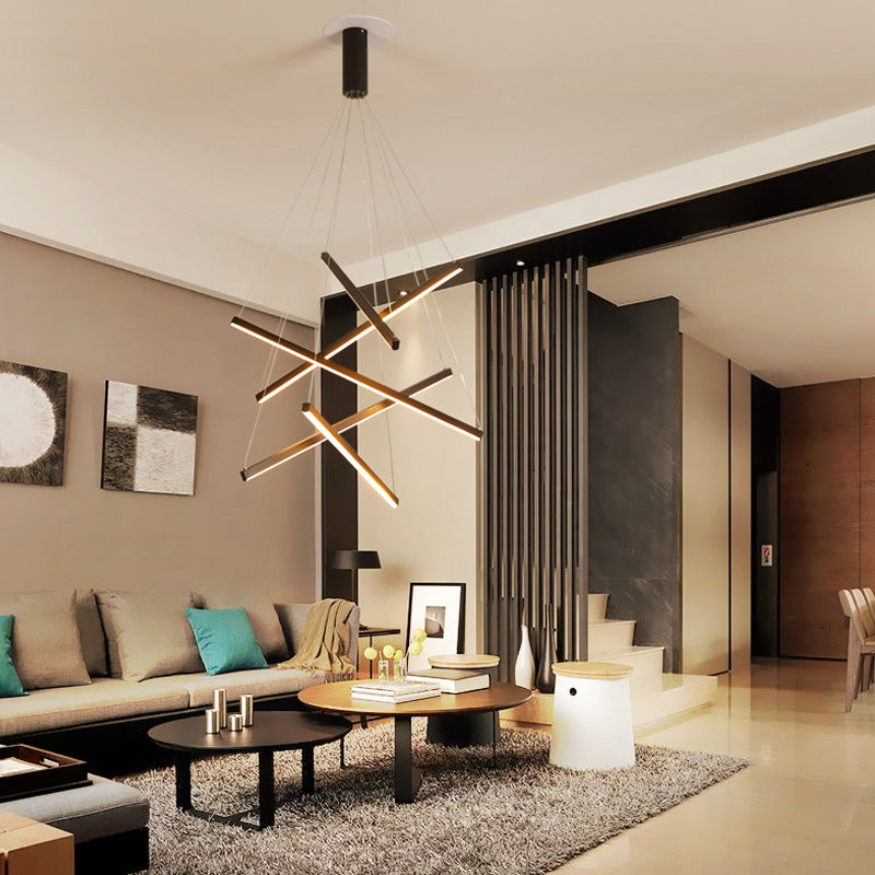 LumoNoir – Suspension LED Minimaliste Métal Moderne Lobby