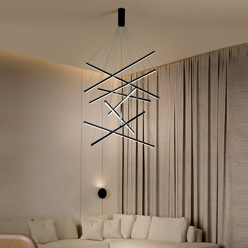 LumoNoir – Suspension LED Minimaliste Métal Moderne Lobby