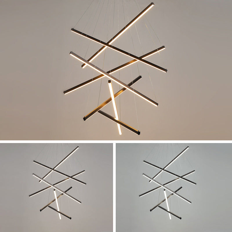 LumoNoir – Suspension LED Minimaliste Métal Moderne Lobby