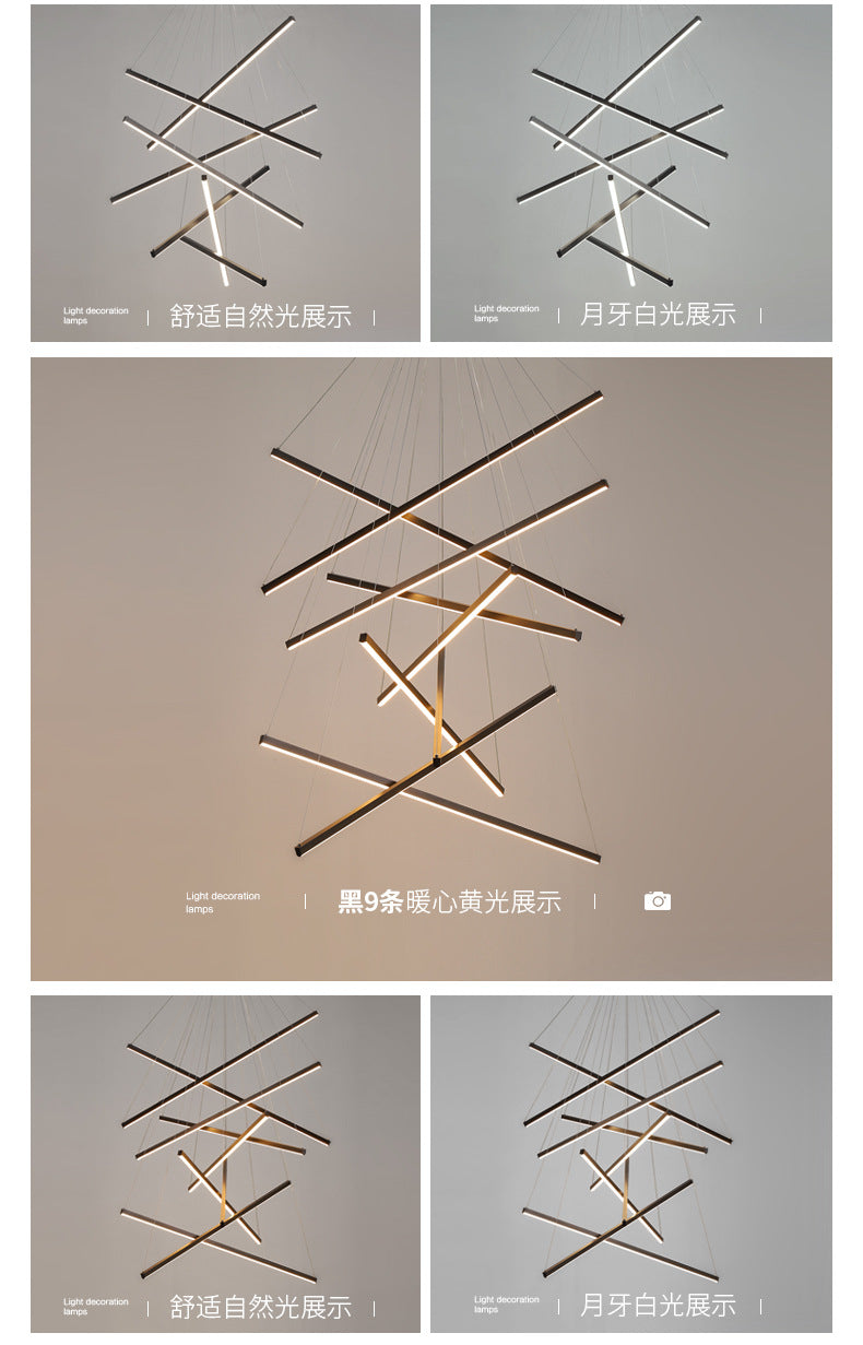 LumoNoir – Suspension LED Minimaliste Métal Moderne Lobby