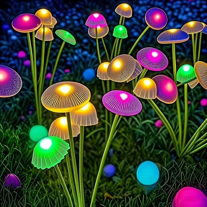 Lampes Solaires de Jardin Champignon Méduse Plastique 45 cm – LED, IP65, À Planter