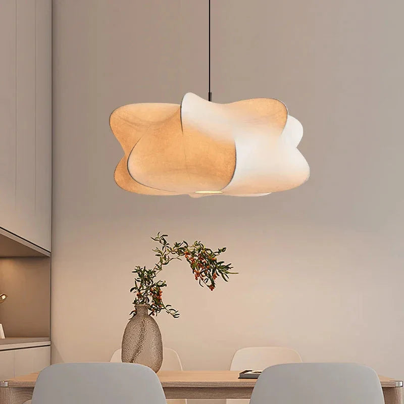 Suspension Japonaise en Soie LED Warm Blanc pour Salon