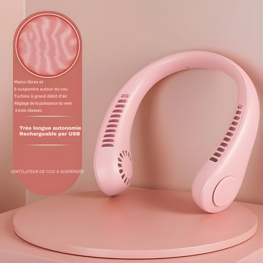 Ventilateur de Cou Portable | Ventilateur Mains Libres Rechargeable USB avec Vitesses Réglables