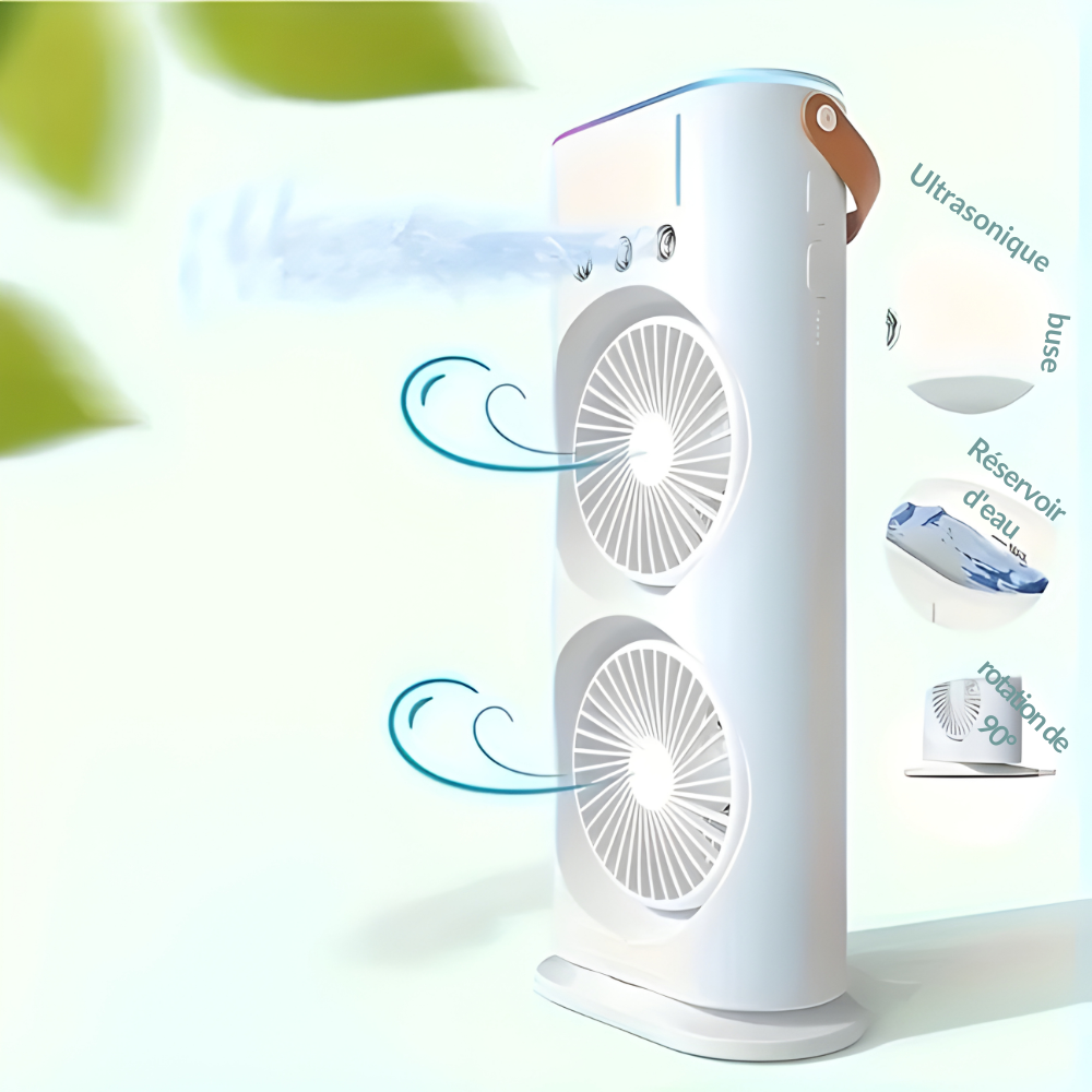 Climatiseur Portable | Double Tête, Rechargeable USB