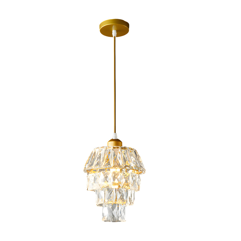 Aurélia – Mini Lustre Cristal Moderne Or et Noir Salon