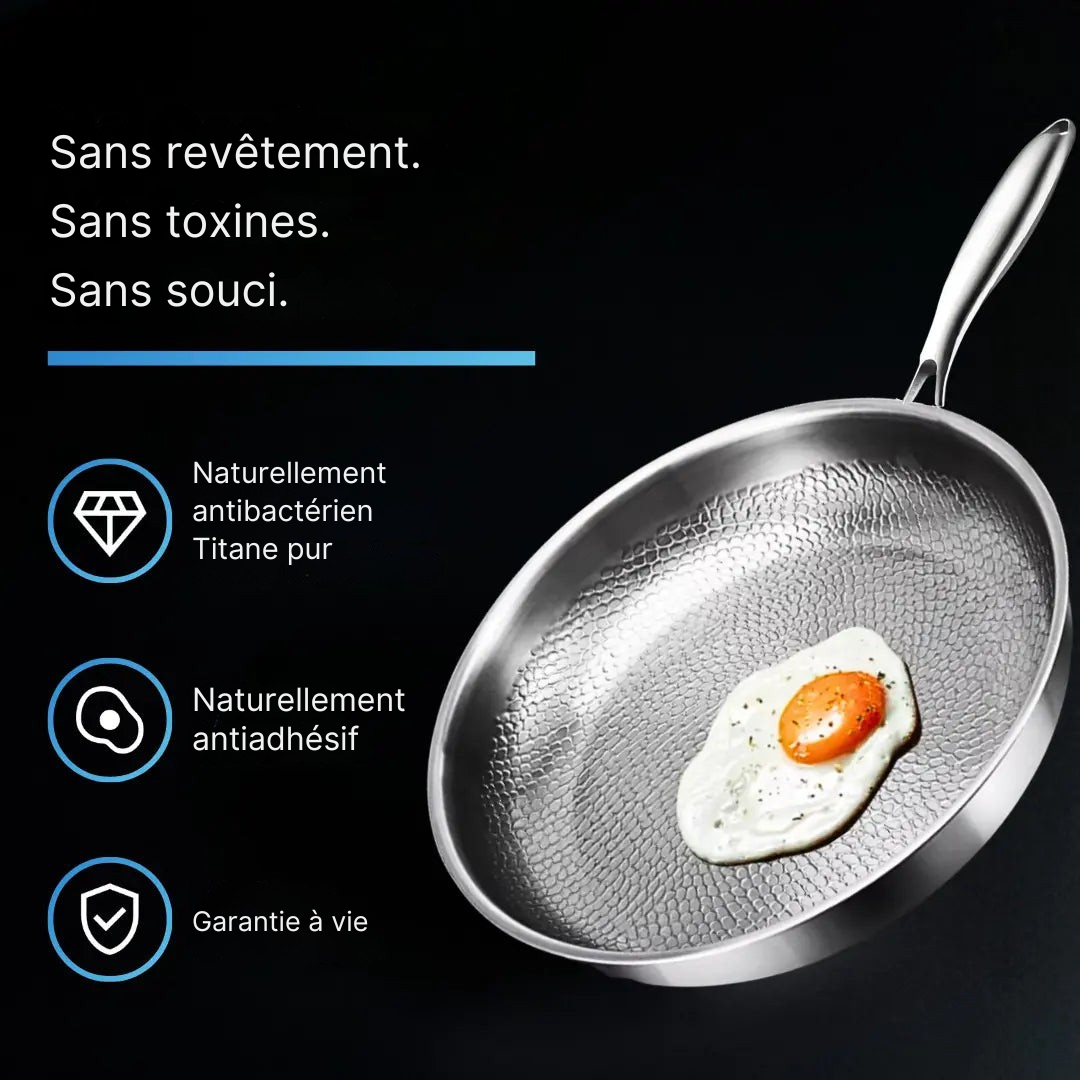 Poêle | Titane Pur, Surface Martelée