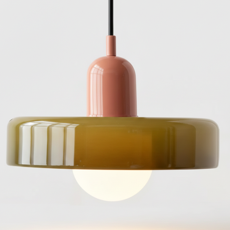 LuminoBau – Suspension Bauhaus en Verre Coloré, Design Moderne, Intérieur