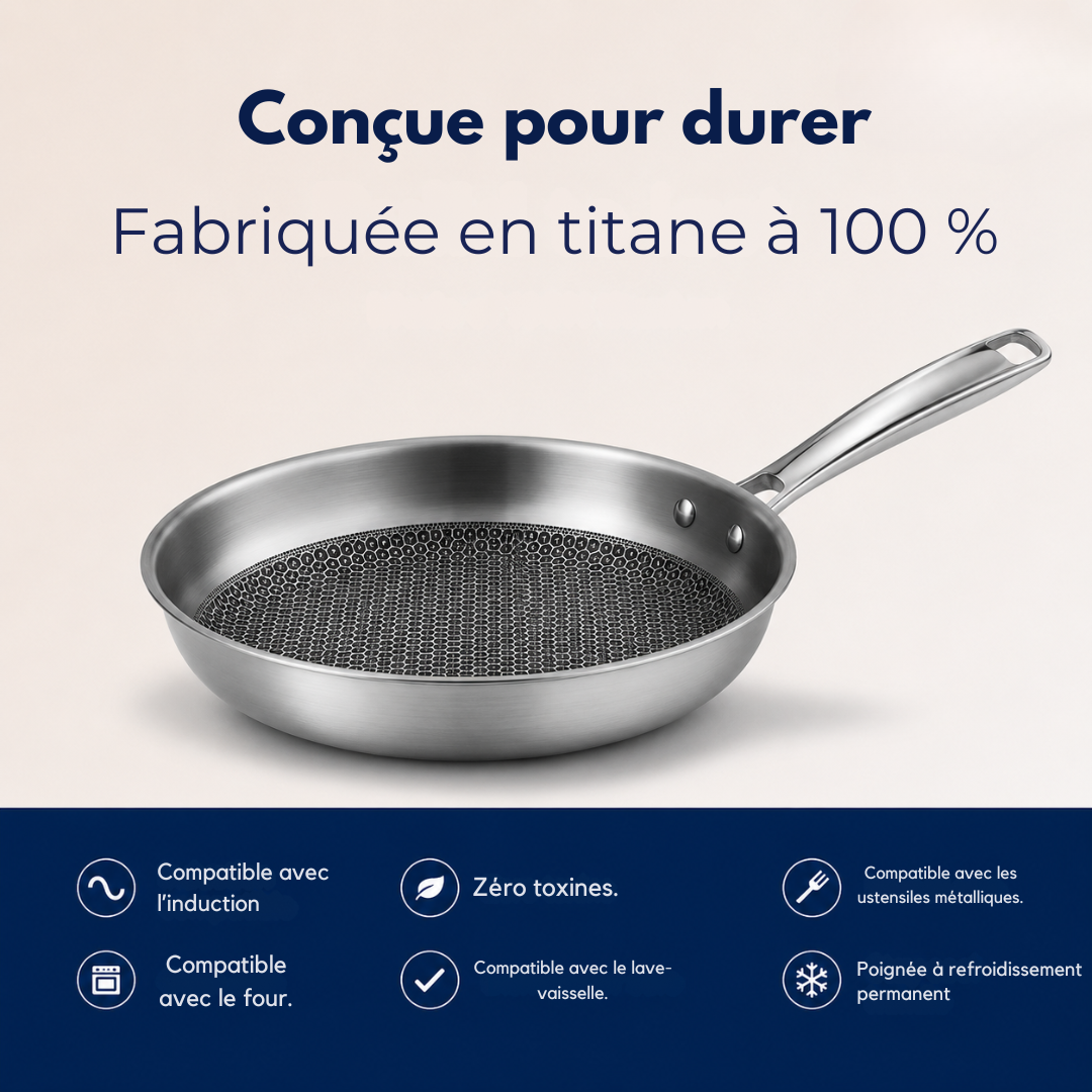 Poêle à Frire en Titane | Antiadhésive, Durable et Facile à Nettoyer
