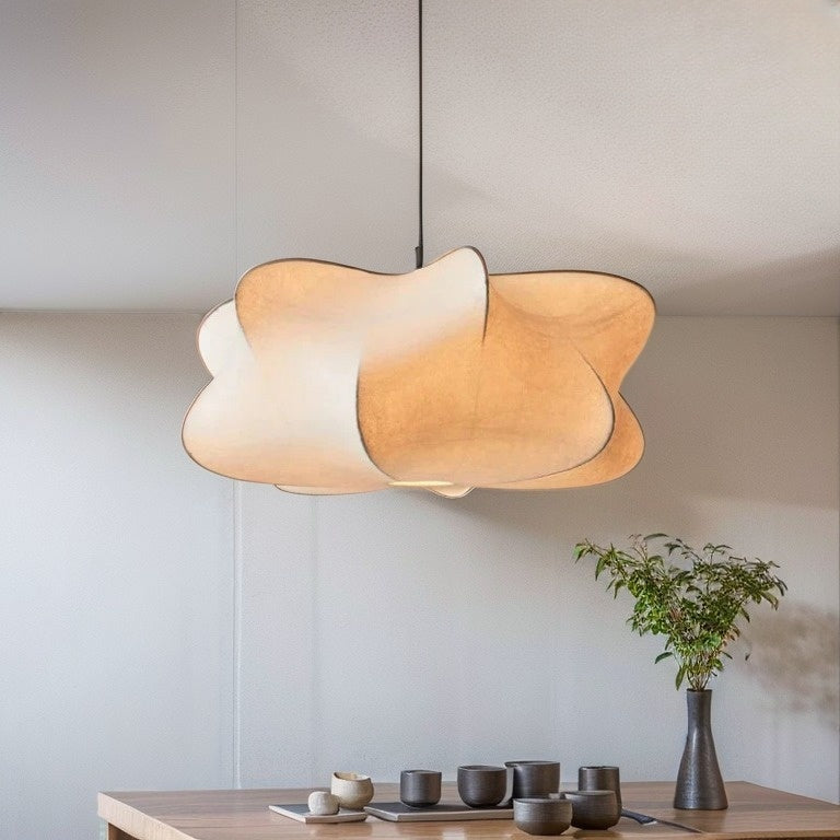 Suspension Japonaise en Soie LED Warm Blanc pour Salon