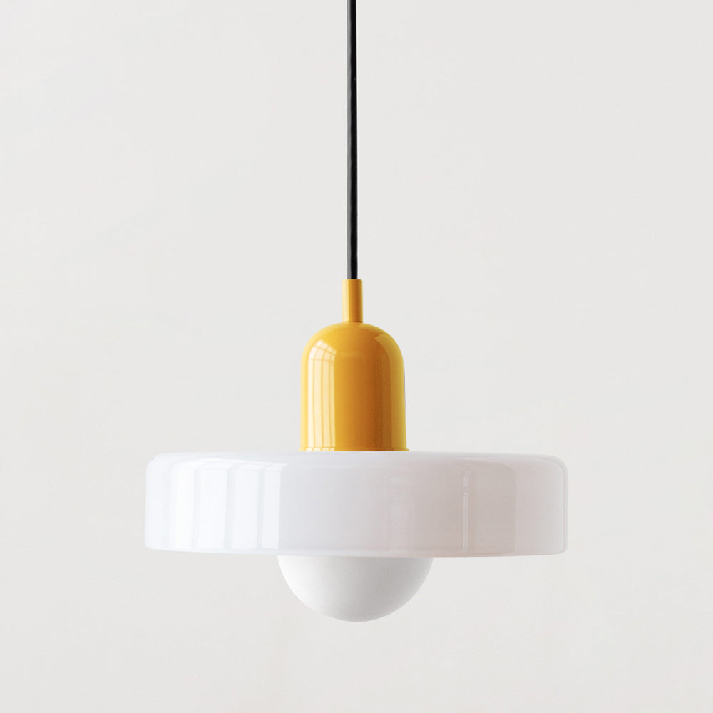 LuminoBau – Suspension Bauhaus en Verre Coloré, Design Moderne, Intérieur