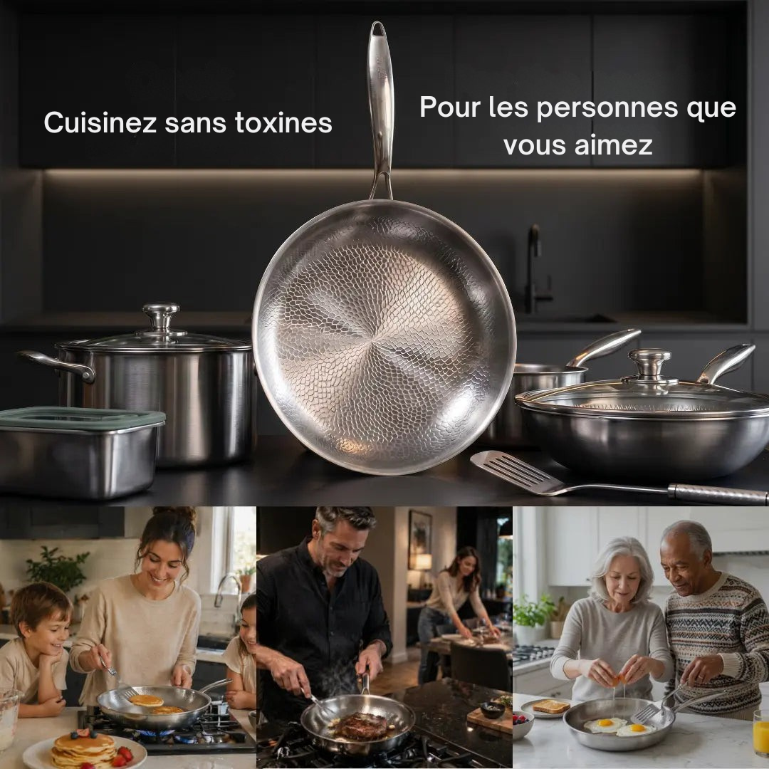 Poêle | Titane Pur, Surface Martelée