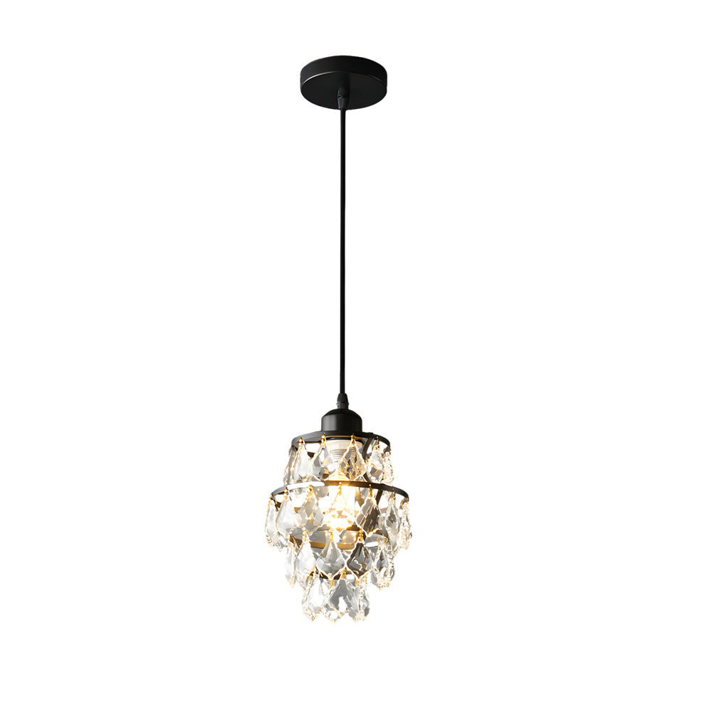 Aurélia – Mini Lustre Cristal Moderne Or et Noir Salon