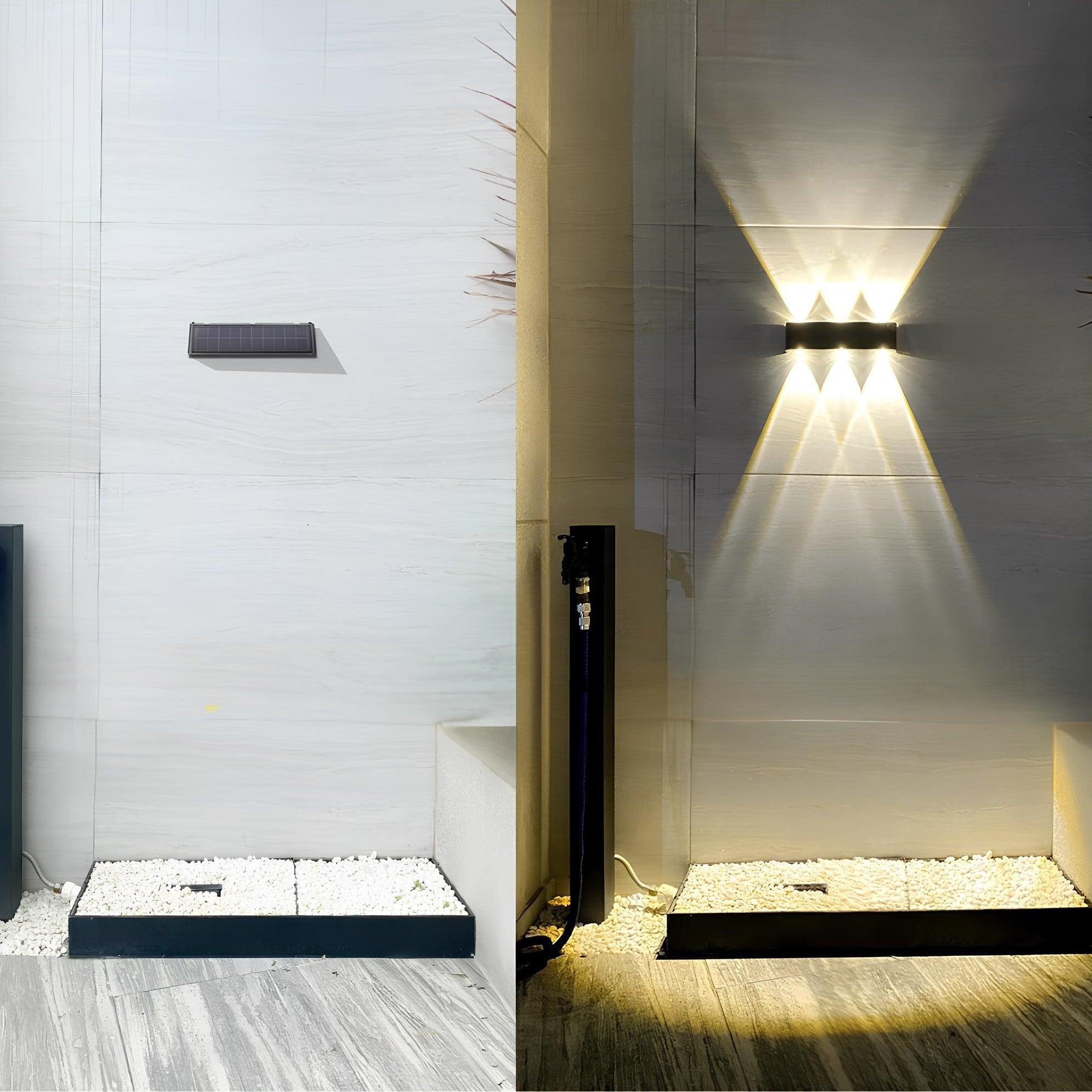 Applique murale solaire LED blanc chaud extérieur jardin IP65 aluminium moderne