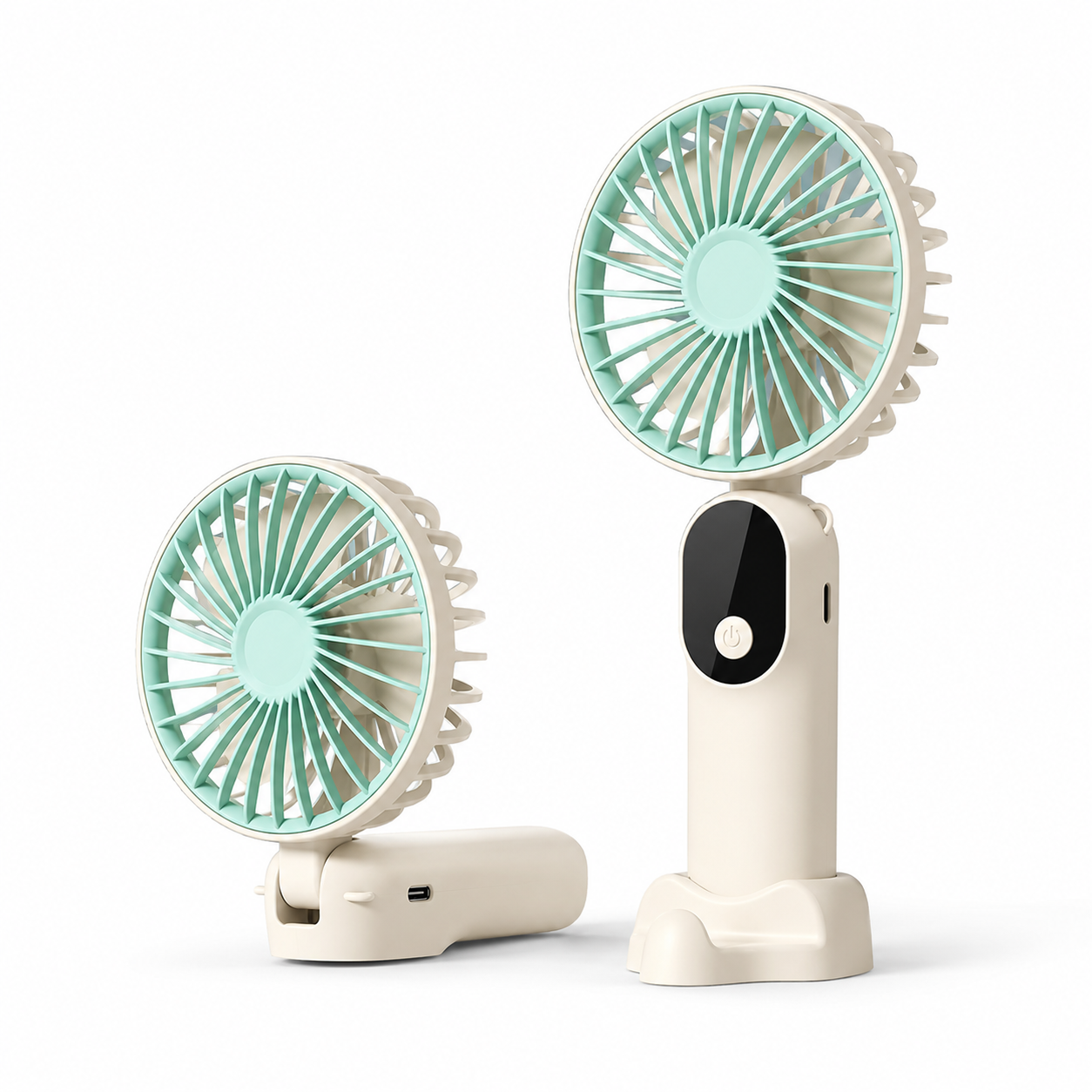 Ventilateur Portable Pliable ABS Blanc 18 cm – 6 Vitesses, Rechargeable USB, Support Intégré