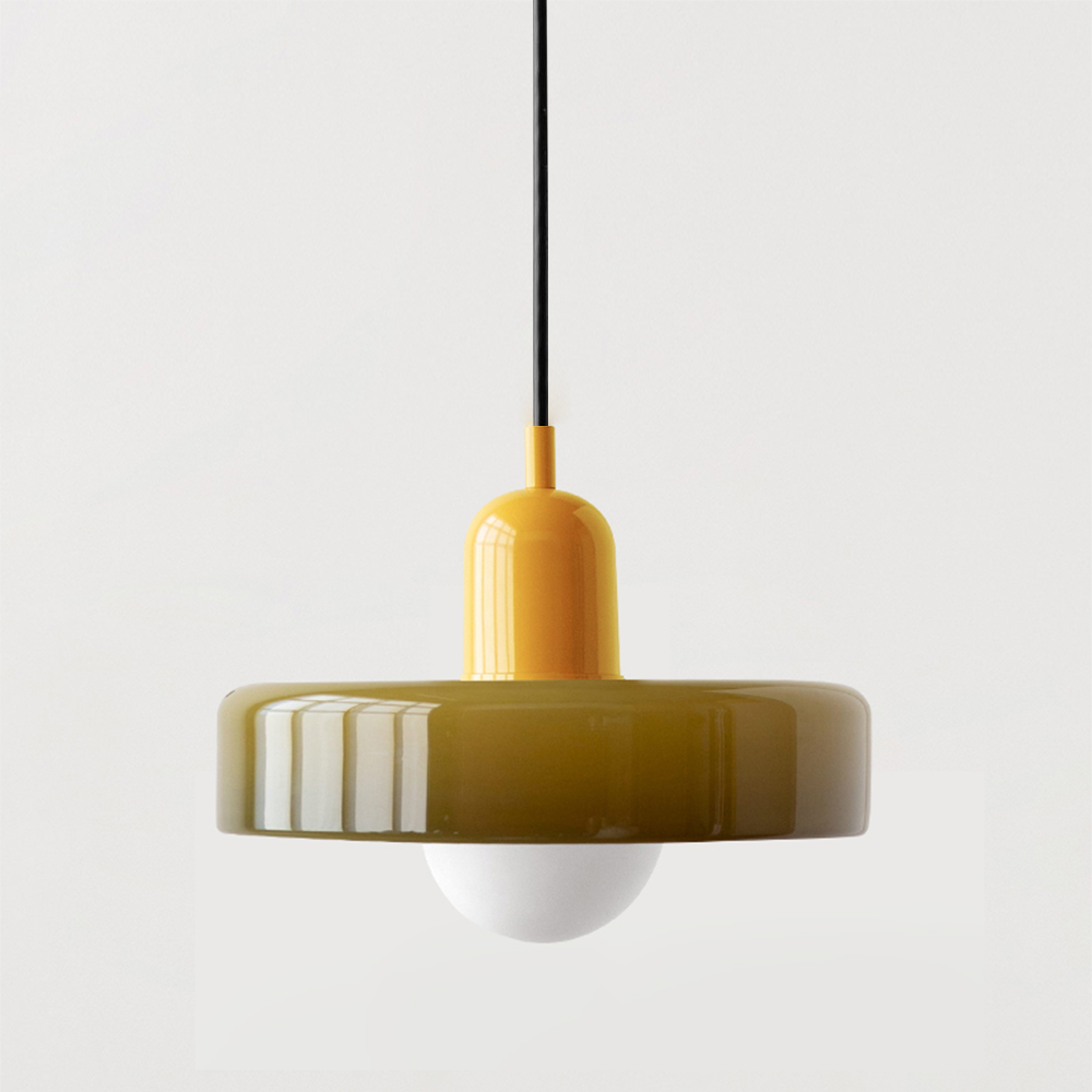 LuminoBau – Suspension Bauhaus en Verre Coloré, Design Moderne, Intérieur
