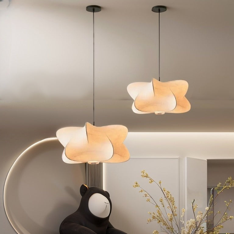 Suspension Japonaise en Soie LED Warm Blanc pour Salon