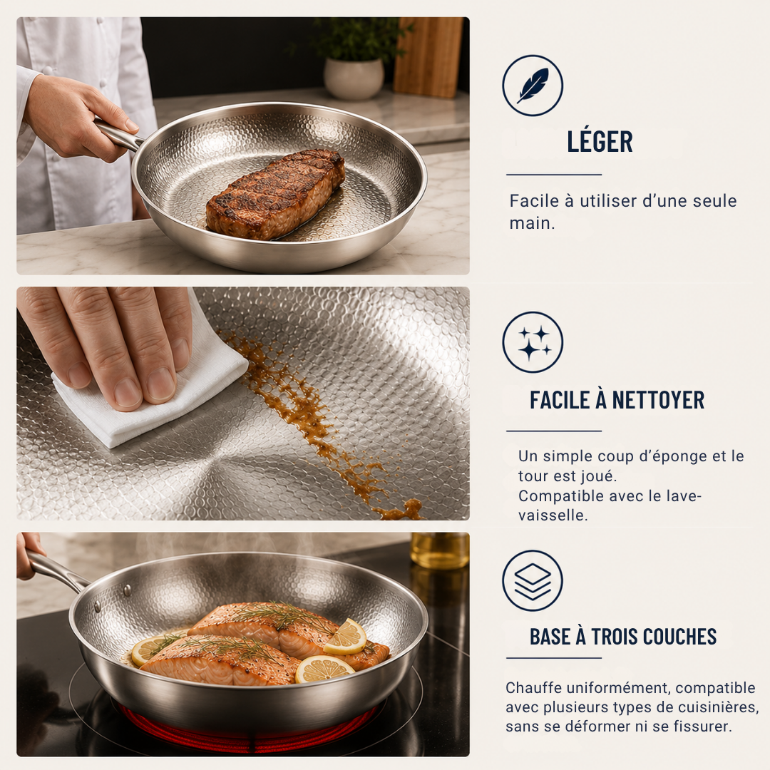 Poêle Profonde en Titane | 28cm, Compatible Induction