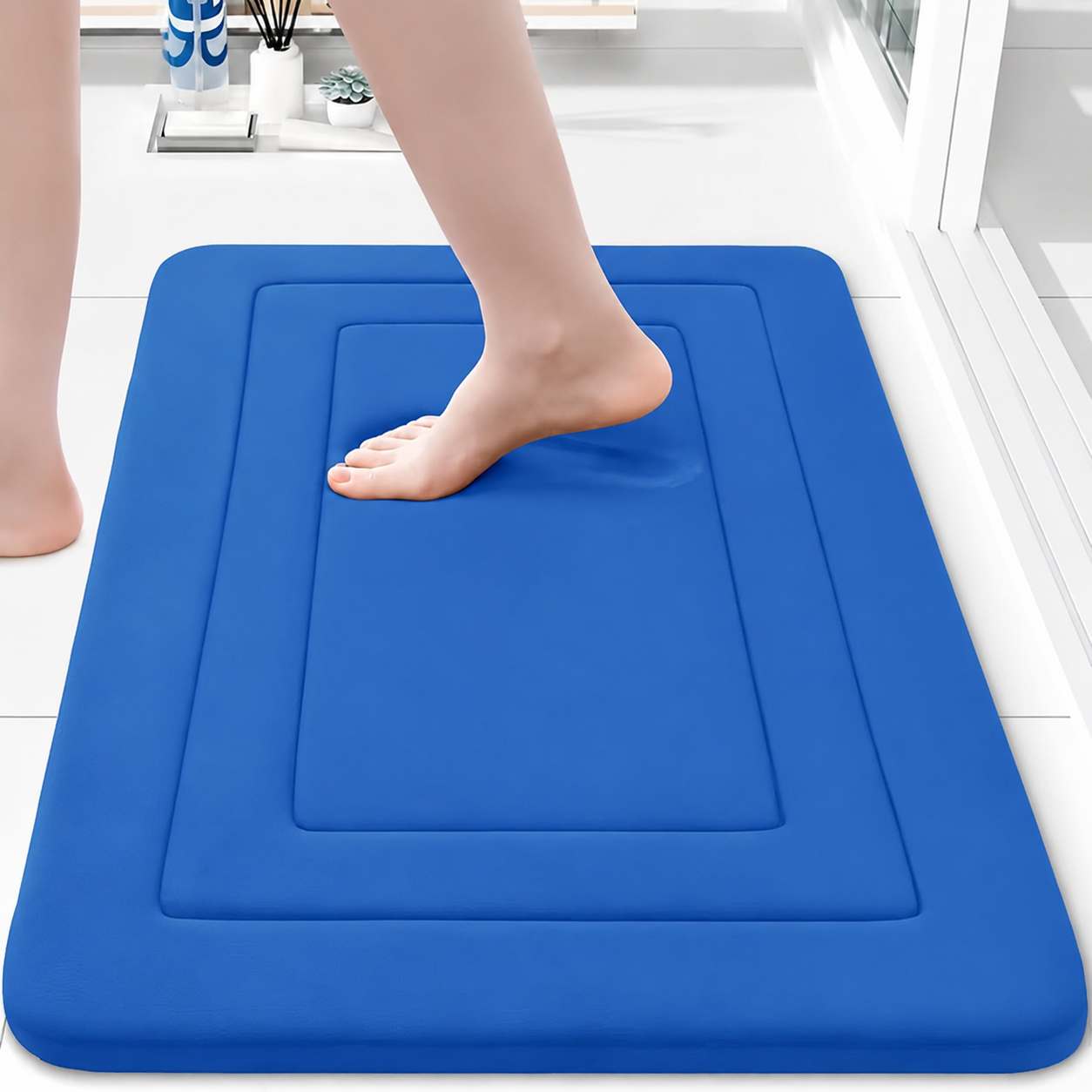 Tapis de Bain Vintage Polyester Gris 120 cm – Absorbant, Antidérapant, Lavable