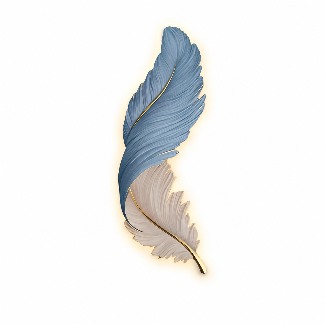 Applique Murale Plumes Blanc 80 cm – LED, Télécommande, USB
