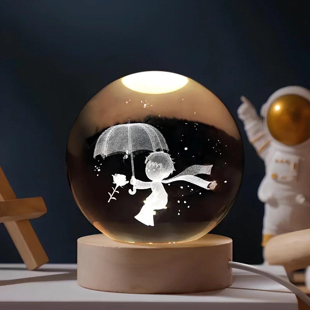Boule Lumineuse Cristal – Lampe LED Colorée pour Chambre