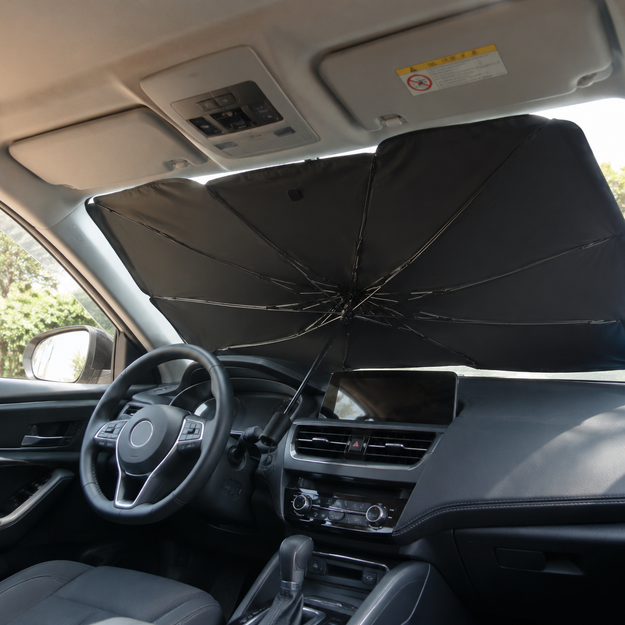 Pare-soleil voiture thermique alliage titane argent Ø140 cm – Roulable, Occultant, Réfléchissant