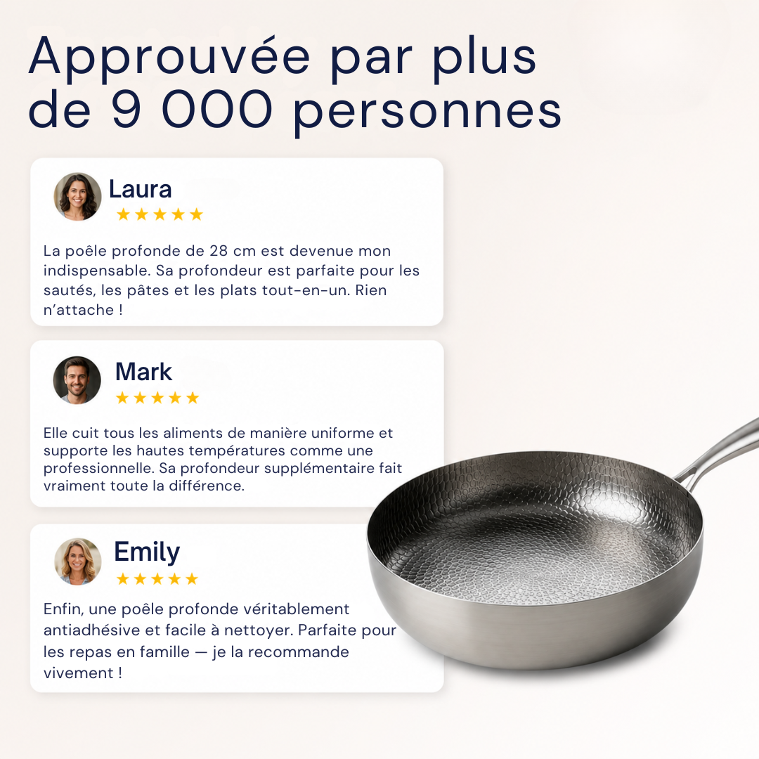 Poêle Profonde en Titane | 28cm, Compatible Induction