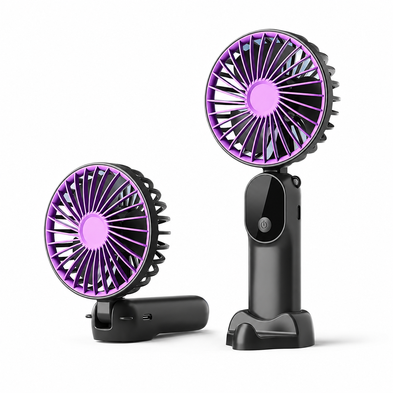 Ventilateur Portable Pliable ABS Blanc 18 cm – 6 Vitesses, Rechargeable USB, Support Intégré