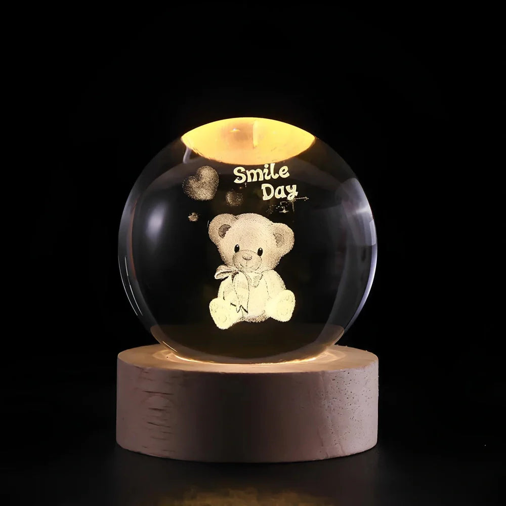 Boule Lumineuse Cristal – Lampe LED Colorée pour Chambre