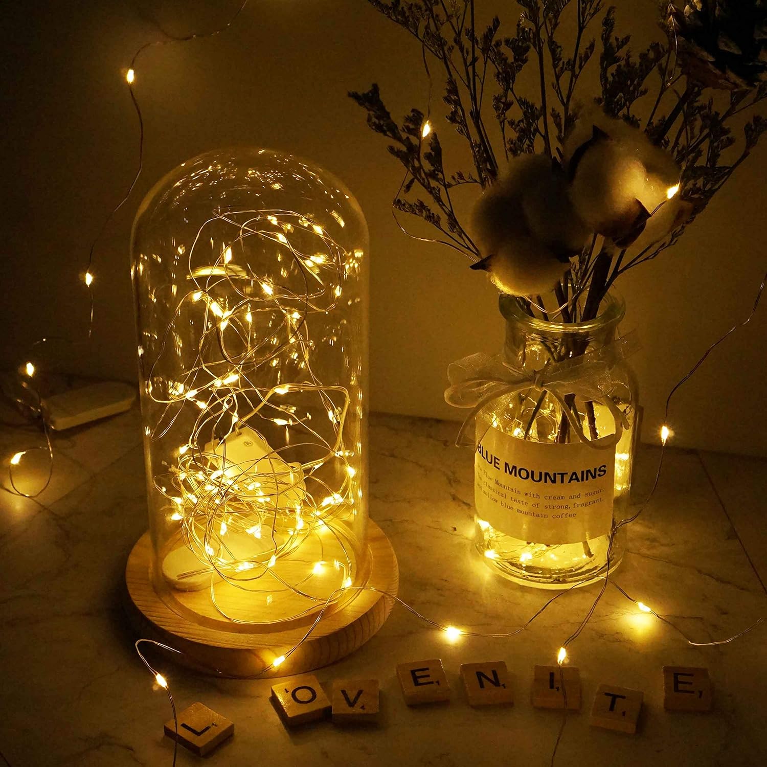 Guirlande lumineuse solaire LED blanc chaud extérieur jardin IP65 étanche design moderne