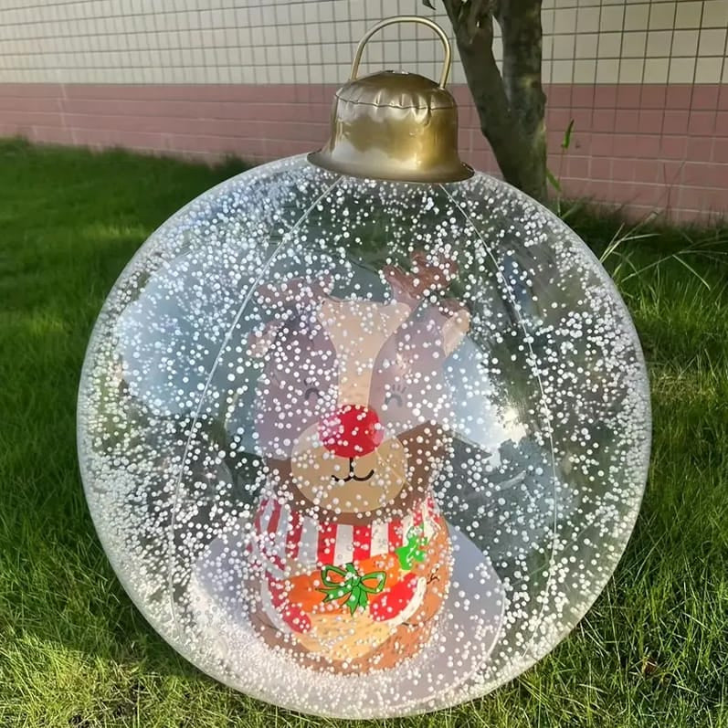 Boule de Noël lumineuse 60 cm avec LED et télécommande, déco extérieure bonhomme de neige, Père Noël, sapin ou renne