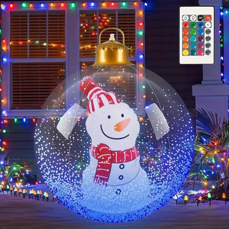 Boule de Noël lumineuse 60 cm avec LED et télécommande, déco extérieure bonhomme de neige, Père Noël, sapin ou renne