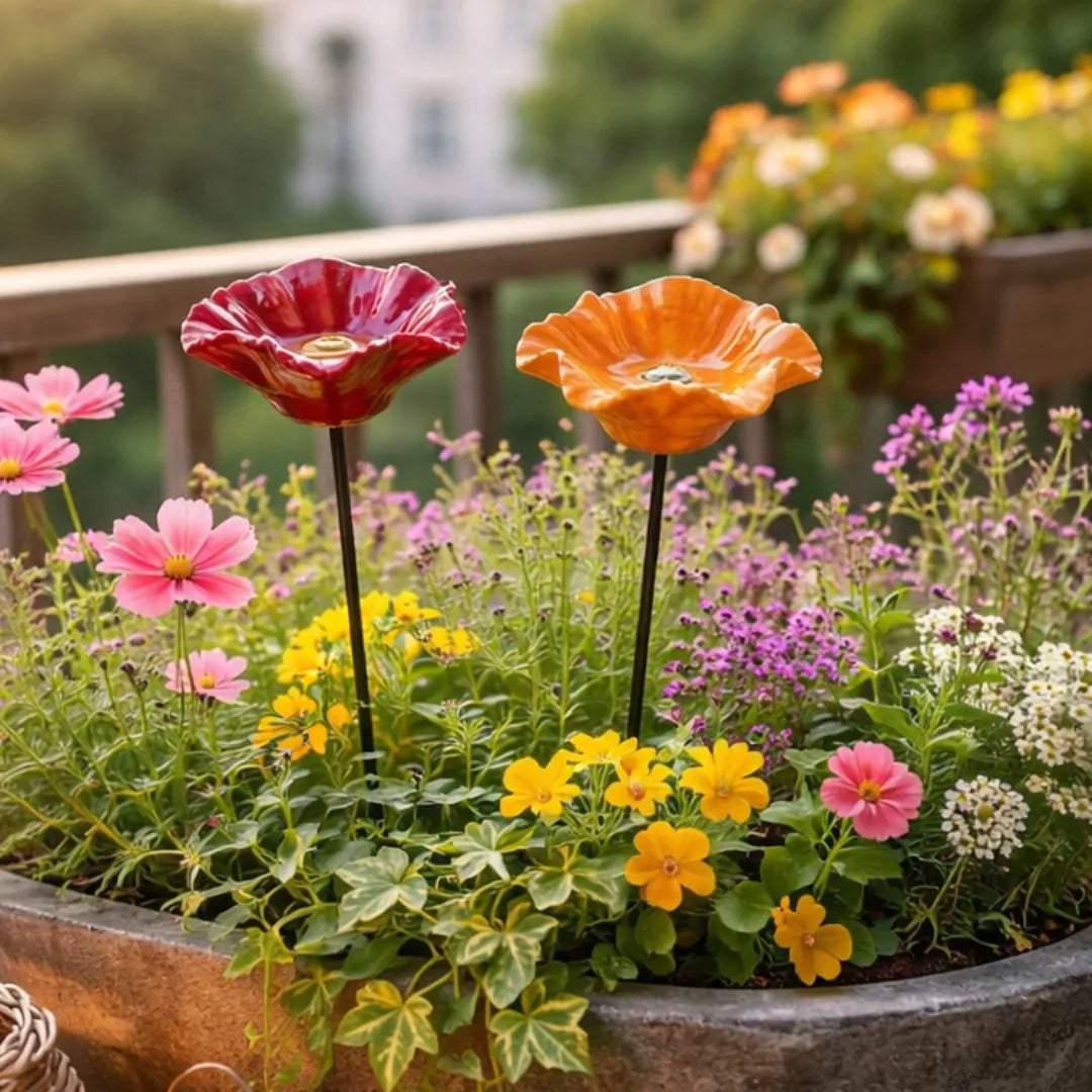 Abreuvoirs pour abeilles | Fleurs en céramique faites à la main, Résistants aux intempéries, Ensemble de 4 6