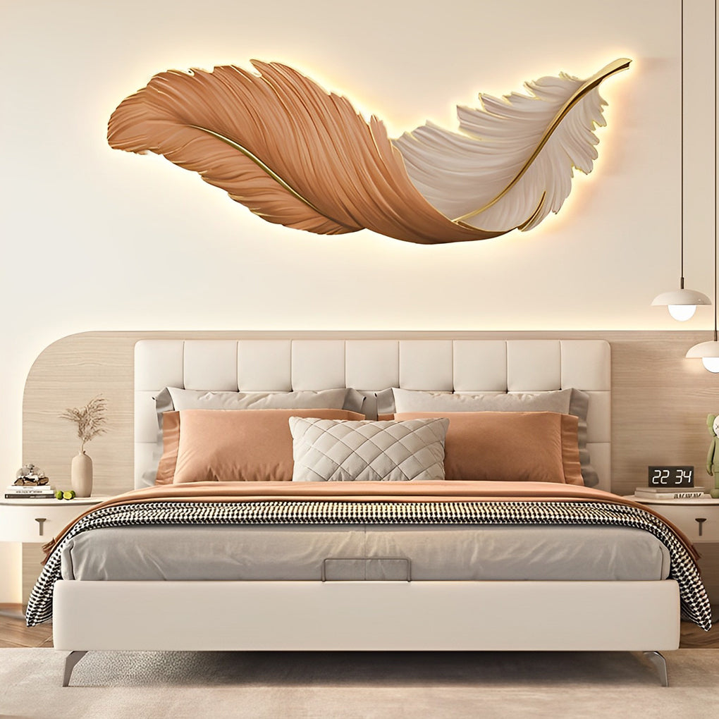 Applique Murale Design | Plumes, LED avec Télécommande USB 12