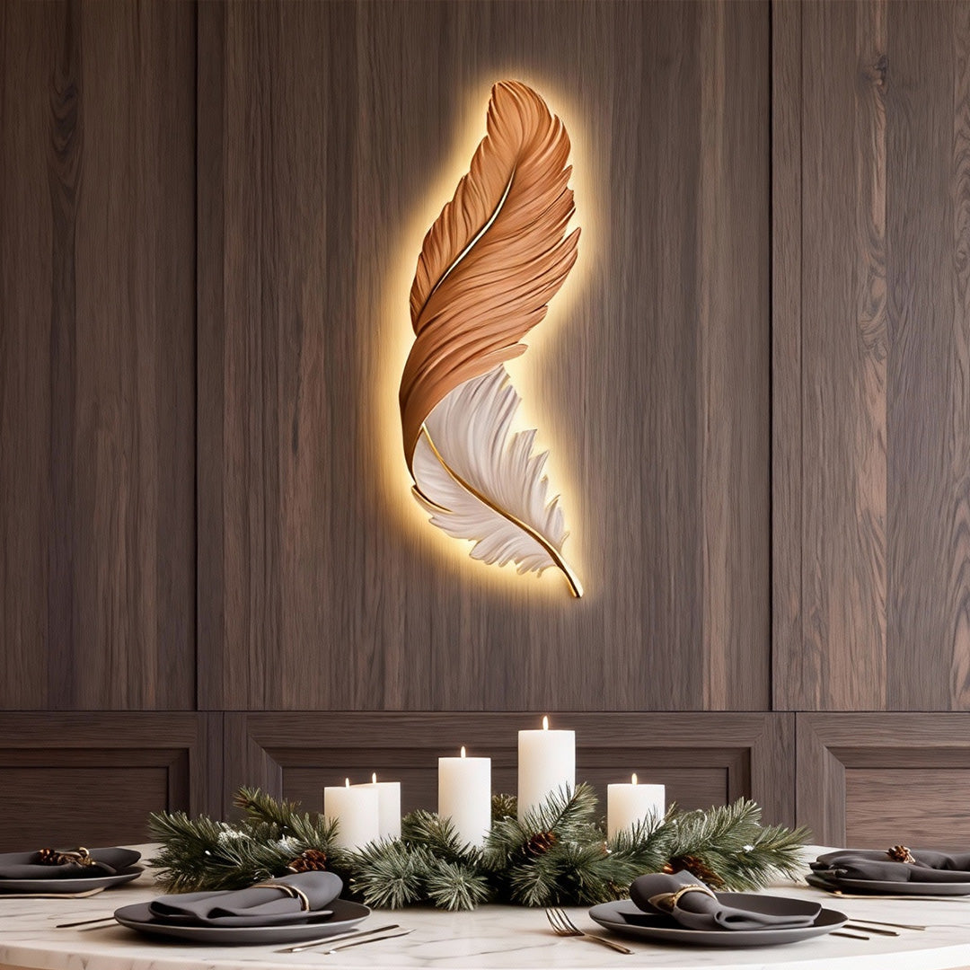 Applique Murale Design | Plumes, LED avec Télécommande USB 3